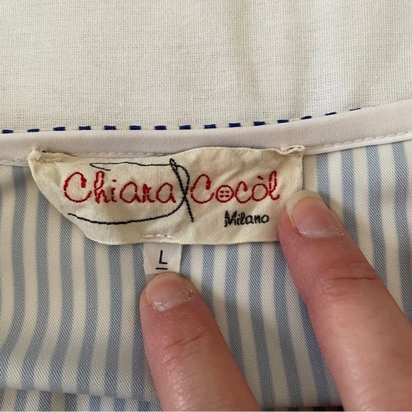 Chiara Cocol Large Blouse Top ~ Stripe Button Front Sweater Sleeves - Picture 10 of 11